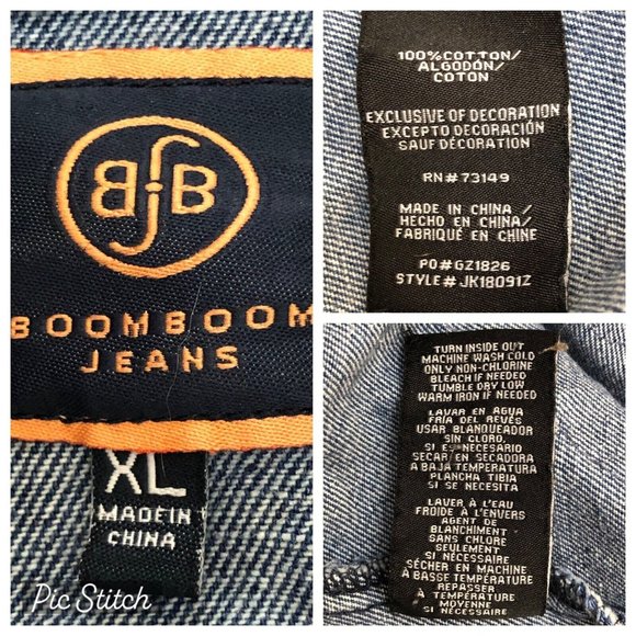 Boom Boom Jeans Jean Jacket Native American Design Blue Denim Size XL Women's - Picture 8 of 11
